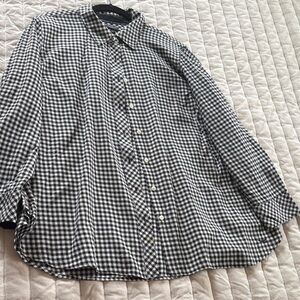 Talbots Monochrome Checkered Button-Down Shirt 2x petite